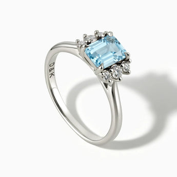 925 Sterling Silver Baguette Aquamarine Ring – Seraph Side View