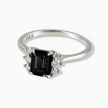 925 Sterling Silver Baguette Black Onyx Ring – Seraph Front View