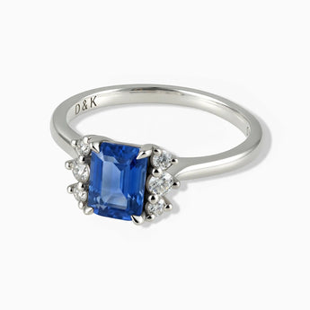 925 Sterling Silver Baguette Blue Sapphire Ring – Seraph Front View