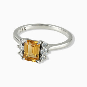 925 Sterling Silver Baguette Citrine Ring – Seraph Front View