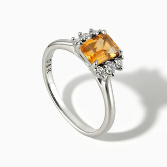 925 Sterling Silver Baguette Citrine Ring – Seraph Side View