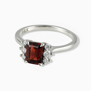 925 Sterling Silver Baguette Garnet Ring – Seraph Front View