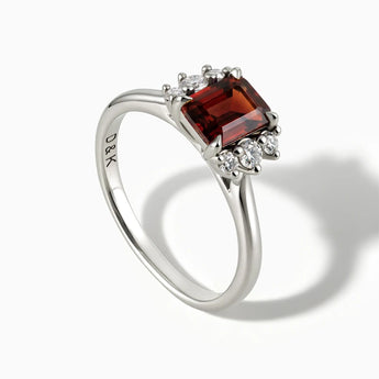 925 Sterling Silver Baguette Garnet Ring – Seraph Side View