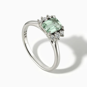 925 Sterling Silver Baguette Green Amethyst Ring – Seraph Side View