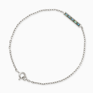 925 Sterling Silver Baguette Labradorite Bar Bracelet - Sleek Horizon Front View