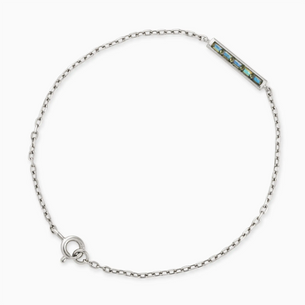 925 Sterling Silver Baguette Labradorite Bar Bracelet - Sleek Horizon Front View
