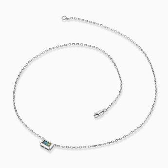 925 Sterling Silver Baguette Labradorite Bezel Necklace - Axiom Side View