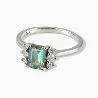 925 Sterling Silver Baguette Labradorite Ring – Seraph Front View