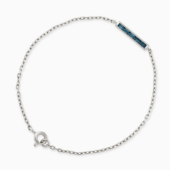 925 Sterling Silver Baguette London Blue Topaz Bar Bracelet - Sleek Horizon Front View