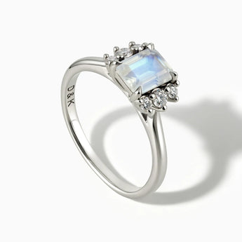 925 Sterling Silver Baguette Moonstone Ring – Seraph Side View