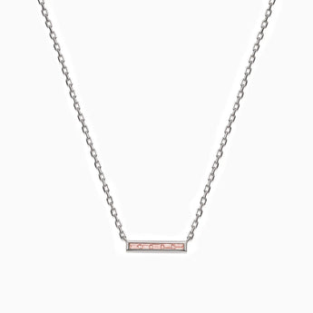 925 Sterling Silver Baguette Morganite Bar Necklace - Lucid Line Front View