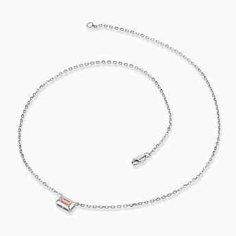 925 Sterling Silver Baguette Morganite Bezel Necklace - Axiom Side View