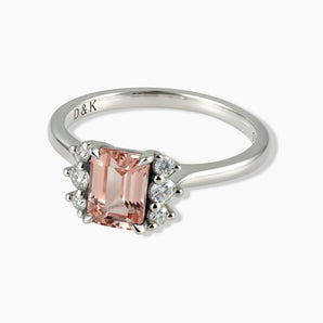 925 Sterling Silver Baguette Morganite Ring – Seraph Front View