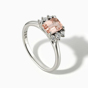 925 Sterling Silver Baguette Morganite Ring – Seraph Side View