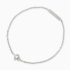 925 Sterling Silver Baguette Opal Bar Bracelet - Sleek Horizon Front View