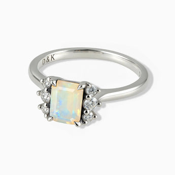 925 Sterling Silver Baguette Opal Ring – Seraph Front View