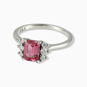 925 Sterling Silver Baguette Pink Tourmaline Ring – Seraph Front View