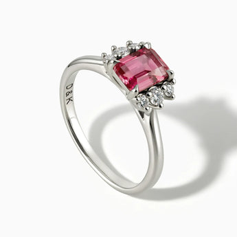 925 Sterling Silver Baguette Pink Tourmaline Ring – Seraph Side View