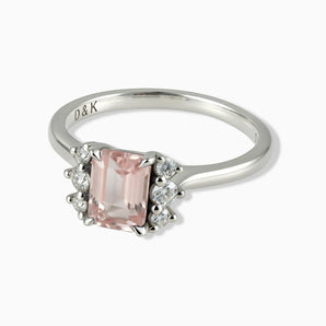 925 Sterling Silver Baguette Rose Quartz Ring – Seraph Front View