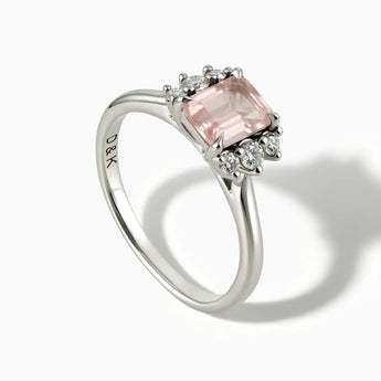 925 Sterling Silver Baguette Rose Quartz Ring – Seraph Side View