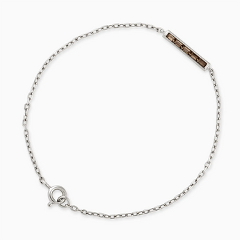 925 Sterling Silver Baguette Smoky Quartz Bar Bracelet - Sleek Horizon Front View
