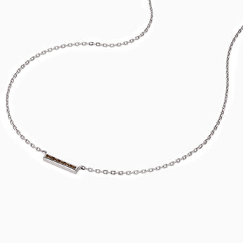 925 Sterling Silver Baguette Smoky Quartz Bar Necklace - Lucid Line Side View