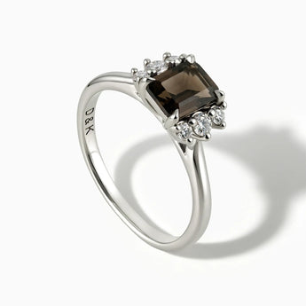 925 Sterling Silver Baguette Smoky Quartz Ring – Seraph Side View