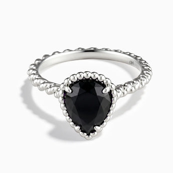 925 Sterling Silver Black Onyx Pear Ring - Still Light Front View