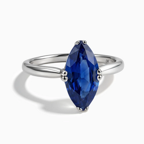 925 Sterling Silver Blue Sapphire Marquise Ring - Silent Glow Front View