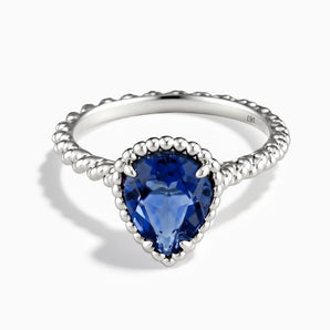 925 Sterling Silver Blue Sapphire Pear Ring - Still Light Front View