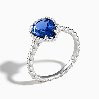 925 Sterling Silver Blue Sapphire Pear Ring - Still Light Side View