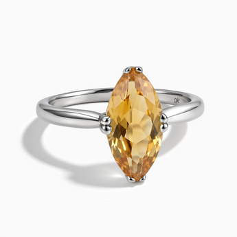 925 Sterling Silver Citrine Marquise Ring - Silent Glow Front View