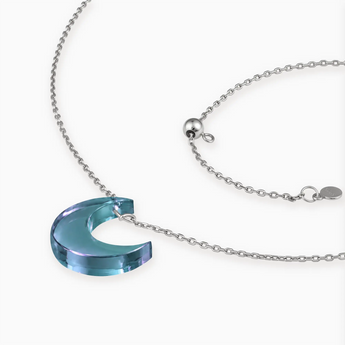 925 Sterling Silver Crescent Alexandrite Pendant Necklace - Nightfall Side View