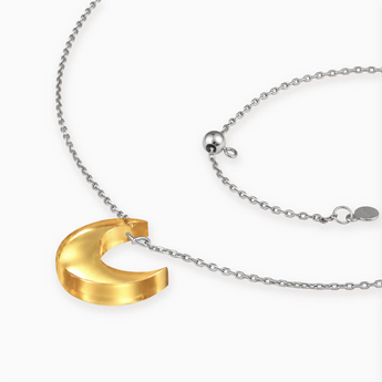 925 Sterling Silver Crescent Citrine Pendant Necklace - Nightfall Side View