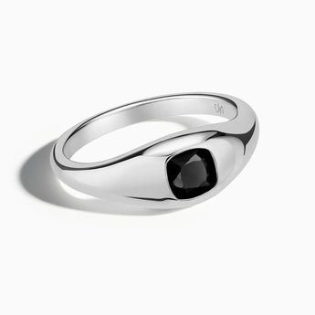 925 Sterling Silver Cushion Black Onyx Signet Ring - Monolith Front View