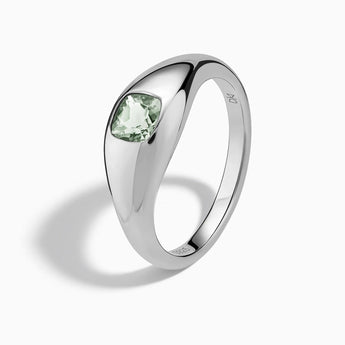 925 Sterling Silver Cushion Green Amethyst Signet Ring - Monolith Side View