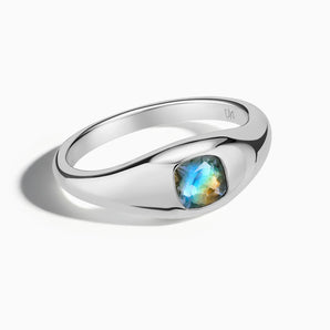 925 Sterling Silver Cushion Labradorite Signet Ring - Monolith Front View