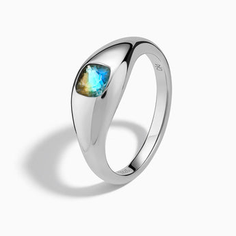 925 Sterling Silver Cushion Labradorite Signet Ring - Monolith Side View