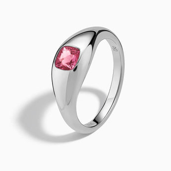 925 Sterling Silver Cushion Pink Tourmaline Signet Ring - Monolith Side View
