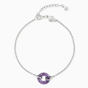 925 Sterling Silver Donut Amethyst Bracelet Entwined Beauty Front View