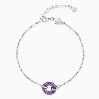 925 Sterling Silver Donut Amethyst Bracelet Entwined Beauty Front View