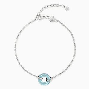 925 Sterling Silver Donut Aquamarine Bracelet Entwined Beauty Front View