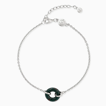 925 Sterling Silver Donut Bloodstone Bracelet Entwined Beauty Front View
