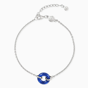 925 Sterling Silver Donut Blue Sapphire Bracelet Entwined Beauty Front View