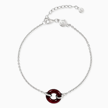925 Sterling Silver Donut Garnet Bracelet Entwined Beauty Front View
