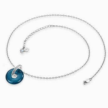 925 Sterling Silver Donut London Blue Topaz Pave Bar Necklace - Origin Loop Side View