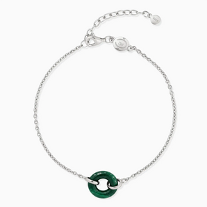 925 Sterling Silver Donut Malachite Bracelet Entwined Beauty Front View