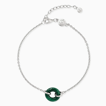 925 Sterling Silver Donut Malachite Bracelet Entwined Beauty Front View