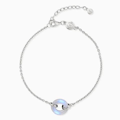 925 Sterling Silver Donut Moonstone Bracelet Entwined Beauty Front View