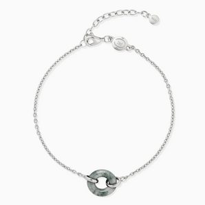 925 Sterling Silver Donut Moss Agate Bracelet - Entwined Beauty Front View